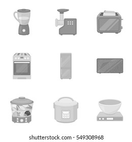 Household appliances set icons in monochrome style. Big collection of household appliances vector symbol stock illustration