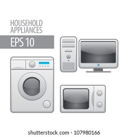 household appliances. vector icon set