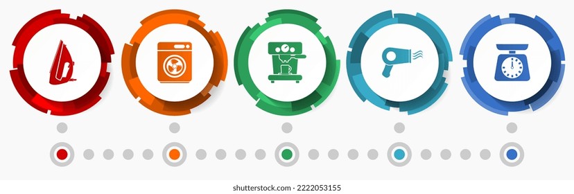 Conjunto de iconos vectoriales de dispositivos domésticos, colección de botones web, plantilla de infografía de negocios