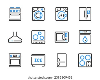 Household Appliances vector line icons. Appliances for Kitchen and Home outline icon set.