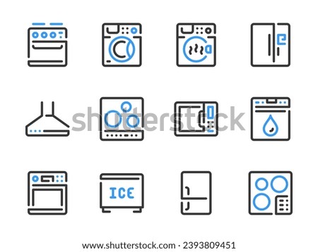 Household Appliances vector line icons. Appliances for Kitchen and Home outline icon set.