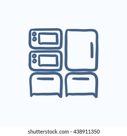 Household appliances vector sketch icon isolated on background. Hand drawn Household appliances icon. Household appliances sketch icon for infographic, website or app. Household appliances vector sketch icon isolated on background. Hand drawn Household appliances icon. Household appliances sketch icon for infographic, website or app.
