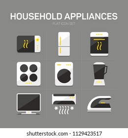 Household applience flat icon set