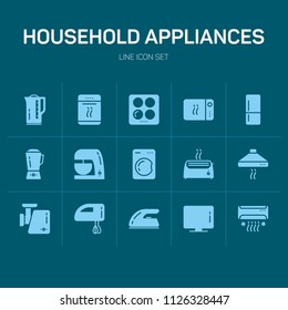 Household applience icon set on blue