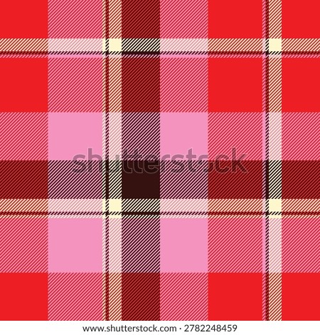 Household background pattern check, robe tartan texture seamless. Show plaid fabric textile vector in red and pink colors palette.