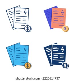 Icono de billetes de casa en estilo plano y de línea. Ilustración vectorial.