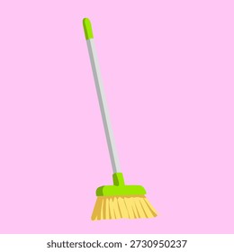 Vassoura doméstica em estilo vetorial plano para atividades de limpeza diárias. Ideal para ícones arrebatadores, visuais de assistência domiciliar e gráficos de serviço.