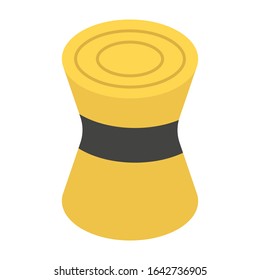 Household cane stool isometric icon vector design, ruler house furniture 