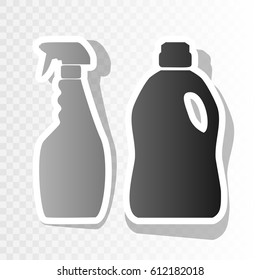 Household chemical bottles sign. Vector. New year blackish icon on transparent background with transition.