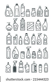 Household Chemicals And Cleaning Supplies Bottles Icons