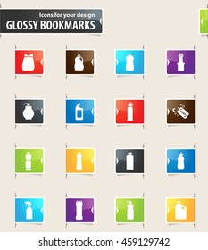 Household chemicals vector bookmark icons for your design