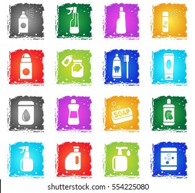 household chemicals web icons in grunge style for user interface design