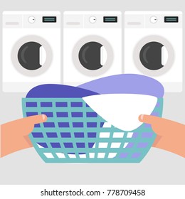 Household Chores Hands Holding Laundry Basket Stock Vector (Royalty ...