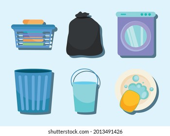 Household Chores Icon Set Design