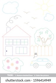 Household. Circle and color. Educational game for children