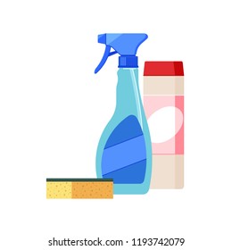 Household cleaner products. House cleaning service vector concept. Detergent cleaner.