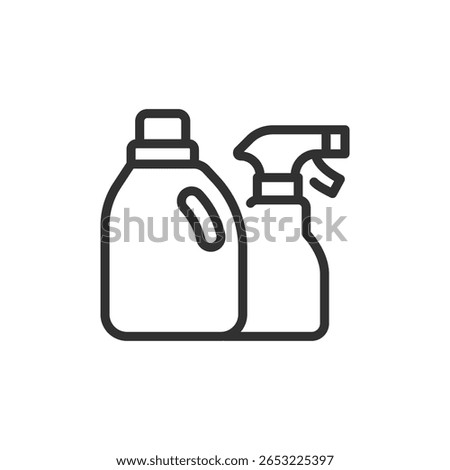 Household cleaning bottles icon. Detergent and spray bottle for cleaning, sanitation or maintenance. Editable stroke.