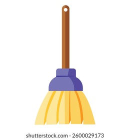 Household Cleaning Broom on White