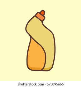 Household cleaning supplies isolated icon in outline flat style. Washing tool vector cartoon illustration. Graphic concept for web sites, banner, mobile apps, infographics. 