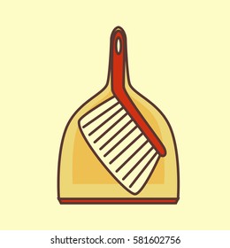 Household cleaning supplies isolated icon in outline flat style. Washing tool vector cartoon illustration. Graphic concept for web sites, banner, mobile apps, infographics. 