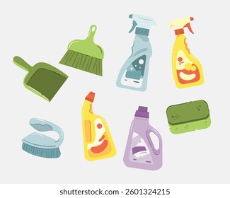 Household Cleaning Supplies Set for Home Hygiene Projects