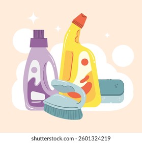Household Cleaning Supplies Set for Home Hygiene Projects