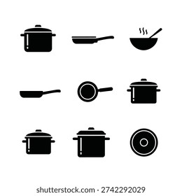 Household cookware set featuring pans bowls and various pots