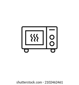 Household and daily routine concept. Single outline monochrome sign in flat style. Editable stroke. Line icon of microwave oven 