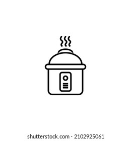 Household and daily routine concept. Single outline monochrome sign in flat style. Editable stroke. Line icon of multicooker 