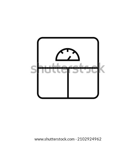 Household and daily routine concept. Single outline monochrome sign in flat style. Editable stroke. Line icon of bathroom scales 
