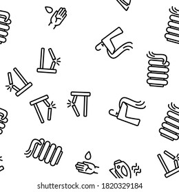 Household Dangers Vector Seamless Pattern Thin Line Illustration