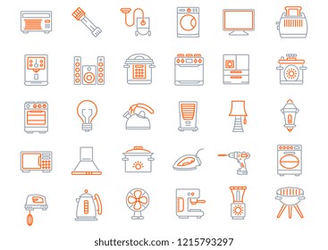 Household devices and appliance icons set 