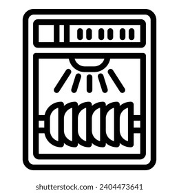 Household dishwasher icon outline vector. Automatic dishware scrubbing. Cleansing substance agent