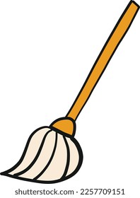 Household doodle, handle broom cartoon.