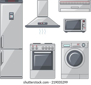 Household electronic elements in flat style