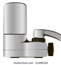 Household faucet with attachment filter. Vector illustration.