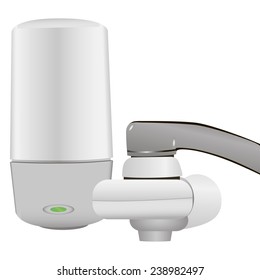 Household filter faucet connection system. Vector illustration.