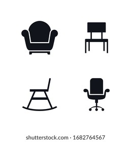 Household furniture graphic design. Set of isolated icon simple chair vector illustration.