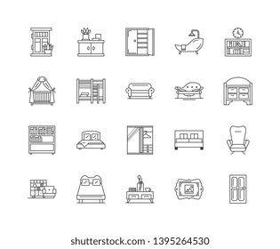 Household furniture line icons, signs, vector set, outline illustration concept 
