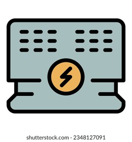 Vector de contorno de icono de calefacción doméstica. Calentador eléctrico. Color del termostato del hogar