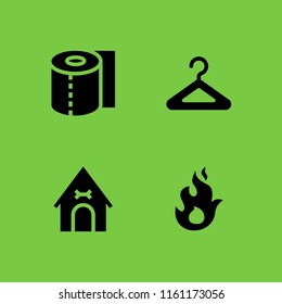 household icon. 4 household set with furniture and household, clean, hanger and heat vector icons for web and mobile app