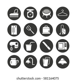 household icon set in circle buttons