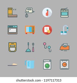 household icon set. vector set about oven, washing machine, hanger and tap icons set.