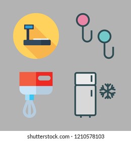 household icon set. vector set about fridge, tools and utensils, hanger and mixer icons set.