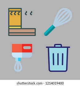 household icon set. vector set about hanger, mixer and trash icons set.