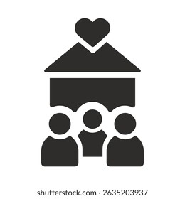 household icon, symbol children and parents, flat vector illustration on white background