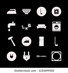 household icon. household vector icons set sofa, spatula, hammer and iron