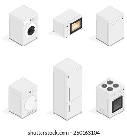 Household Icons appliances. Isometric Kitchen Appliances. Major household appliance Icon Set. 