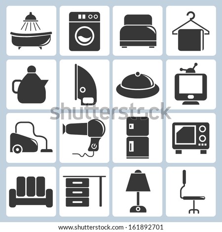 household icons, kitchen ware icons set