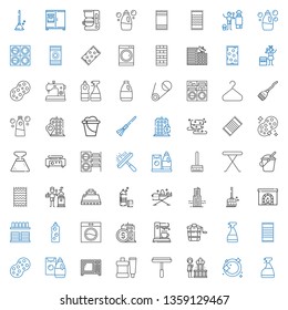 Household Icons Set. Collection Of Household With Window Cleaner, Dishwashing, Geyser, Toothpaste, Microwave, Detergent, Sponge, Beach Towel. Editable And Scalable Household Icons.